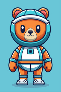 可爱小熊宇航员形象