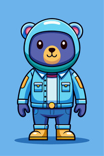 可爱小熊宇航员形象