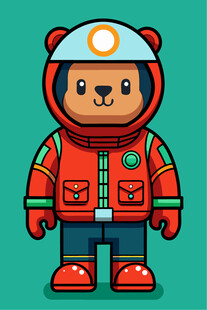 可爱小熊宇航员形象