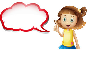 可爱女孩与空白对话框