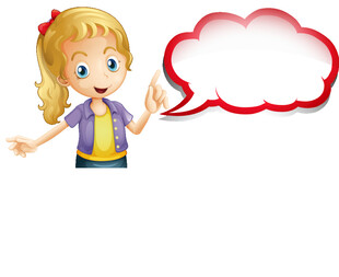 可爱女孩与空白对话框