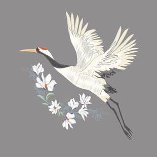 仙鹤衔花图