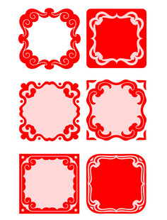 红色剪纸风格边框