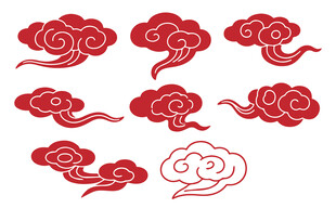 中式传统红色祥云