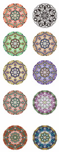 多彩圆形中式装饰花纹