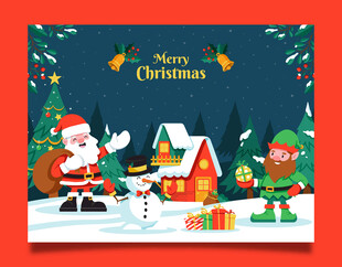 圣诞雪景中的圣诞老人