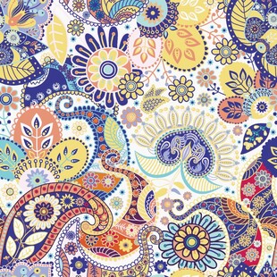 多彩花卉佩斯利花纹图案