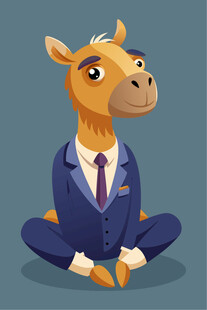 穿西装打坐的卡通小马