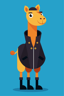 穿夹克的卡通骆驼