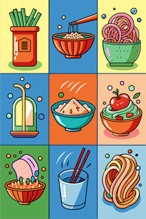 多彩美食插画展现多样美味