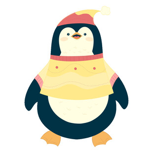 穿毛衣戴帽的可爱企鹅