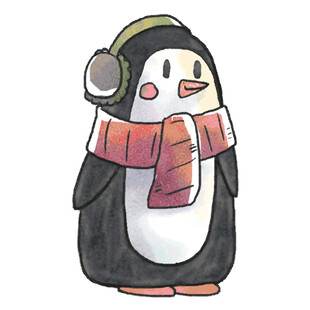戴围巾耳机的可爱小企鹅