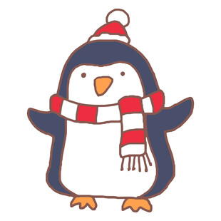 戴围巾帽子的可爱小企鹅