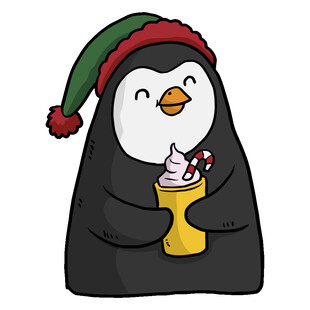 戴帽企鹅捧冰淇淋