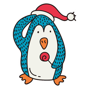 戴圣诞帽的可爱企鹅
