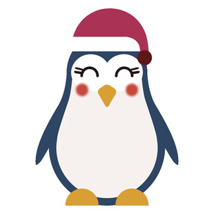 戴圣诞帽的可爱小企鹅