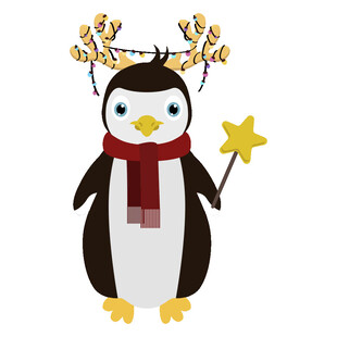 圣诞企鹅手持星星装饰
