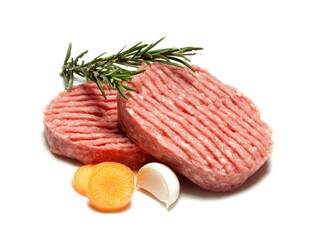 新鲜牛肉饼配香草与蔬菜