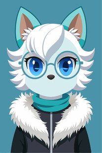 戴眼镜的白毛猫拟人形象