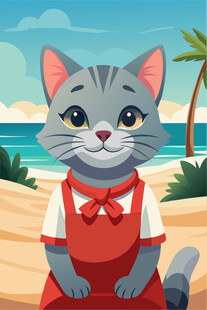 沙滩上的可爱猫咪