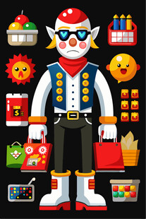 小丑装扮与多彩节日元素