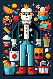 骷髅潮人置身多彩潮流元素中