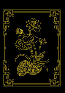 中式金色花卉边框图案 莲花