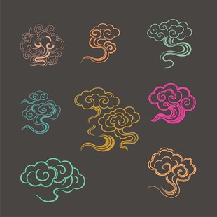 多彩中式传统祥云图案