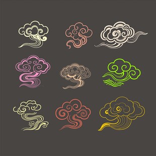 多彩中式传统云纹图案集