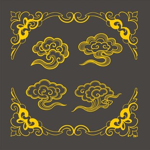 中式古典金色云纹装饰图案