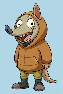 穿连帽衫的卡通袋狸