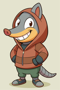 穿夹克的卡通狐狸形象