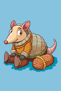 卡通犰狳与蛋的趣味场景