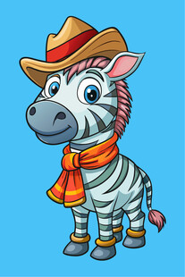 戴帽围巾的可爱斑马