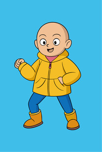 穿黄外套的开心小男孩