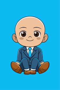 可爱光头西装男孩形象