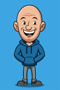 微笑的光头男子卡通形象