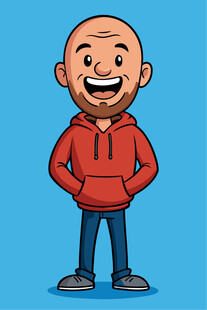 穿红衣笑哈哈的男子