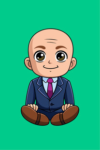 穿西装的可爱光头卡通人物