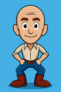 光头男子叉腰站立