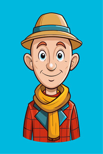 戴帽围围巾的红衣男子