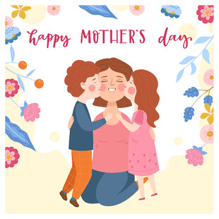 母亲节母子温馨相拥画面