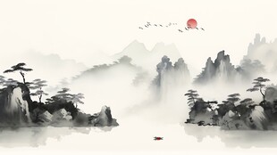 水墨山水装饰画
