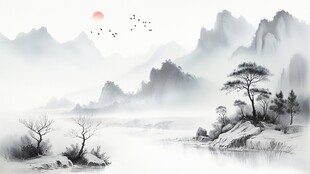 水墨山水装饰画