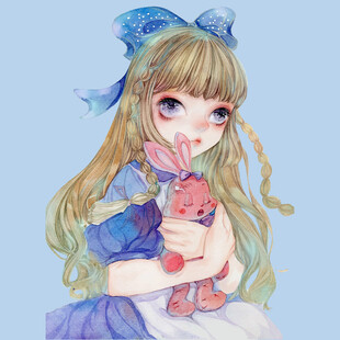 怀抱小兔的金发萌系少女