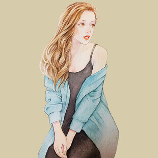 时尚长发女子休闲穿搭