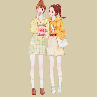 闺蜜手持礼盒甜蜜相伴