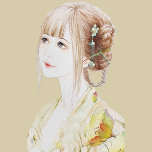 古风少女发髻插画