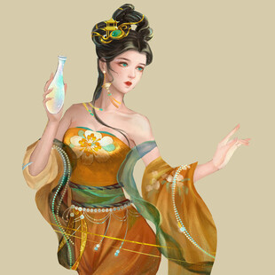 古风唐装女子手持器物