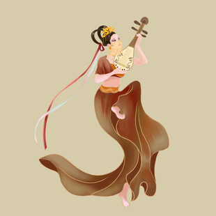 飞天神女弹阮图